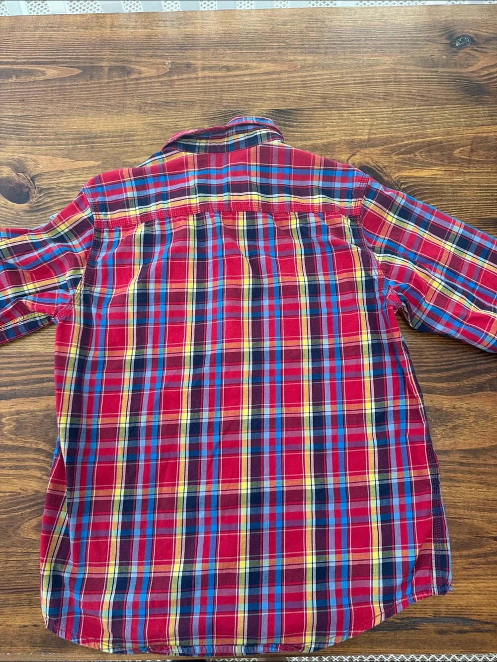 Boys size L (12/14). Cherokee Red and Blue Plaid Button-Up Long Sleeve Shirt